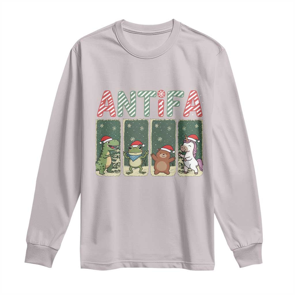 Funny Christmas Frogtifa Long Sleeve Shirt Portland Resist Frog Protest TS12 Ice Gray Print Your Wear