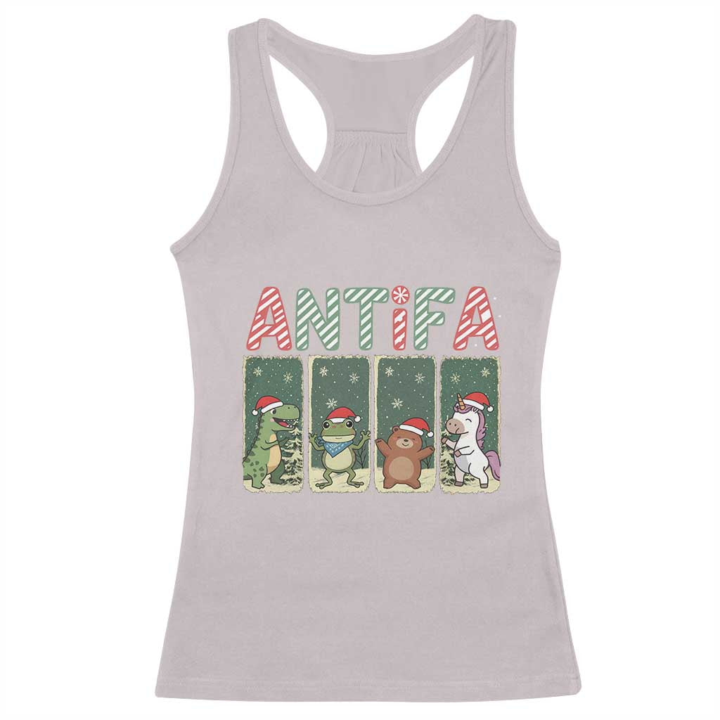 Funny Christmas Frogtifa Racerback Tank Top Portland Resist Frog Protest TS12 Ice Gray Print Your Wear