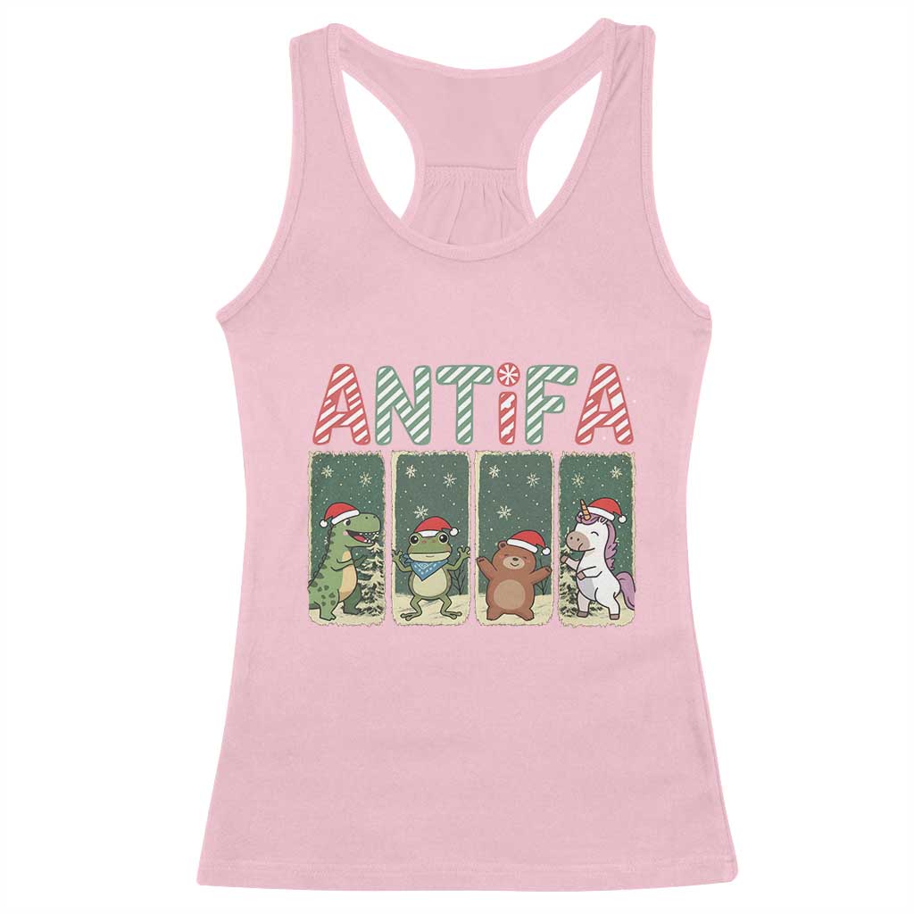 Funny Christmas Frogtifa Racerback Tank Top Portland Resist Frog Protest TS12 Light Pink Print Your Wear