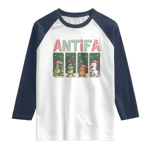 Funny Christmas Frogtifa Raglan Shirt Portland Resist Frog Protest TS12 White Navy Print Your Wear