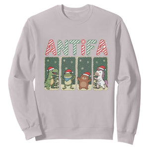 Funny Christmas Frogtifa Sweatshirt Portland Resist Frog Protest TS12 Ice Gray Print Your Wear
