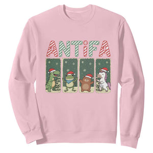 Funny Christmas Frogtifa Sweatshirt Portland Resist Frog Protest TS12 Light Pink Print Your Wear