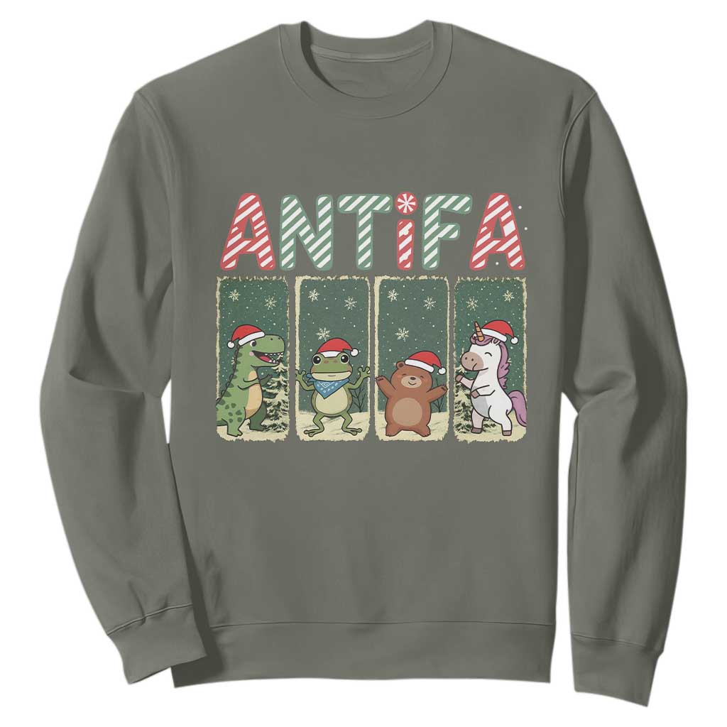 Funny Christmas Frogtifa Sweatshirt Portland Resist Frog Protest TS12 Military Green Print Your Wear
