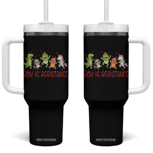 Joy Is Resistance Tumbler With Handle Funny Portland Frog Protest Christmas Gift TS12 One Size: 40 oz Black Print Your Wear