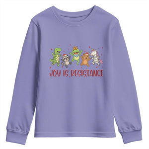 Joy Is Resistance Youth Sweatshirt Funny Portland Frog Protest Christmas Gift TS12 Violet Print Your Wear