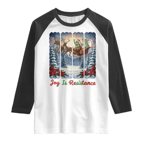 Joy Is Resistance Portland Frog Protest Raglan Shirt Funny Holiday Meme Gift Idea TS12 White Black Print Your Wear