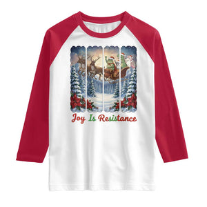 Joy Is Resistance Portland Frog Protest Raglan Shirt Funny Holiday Meme Gift Idea TS12 White Red Print Your Wear