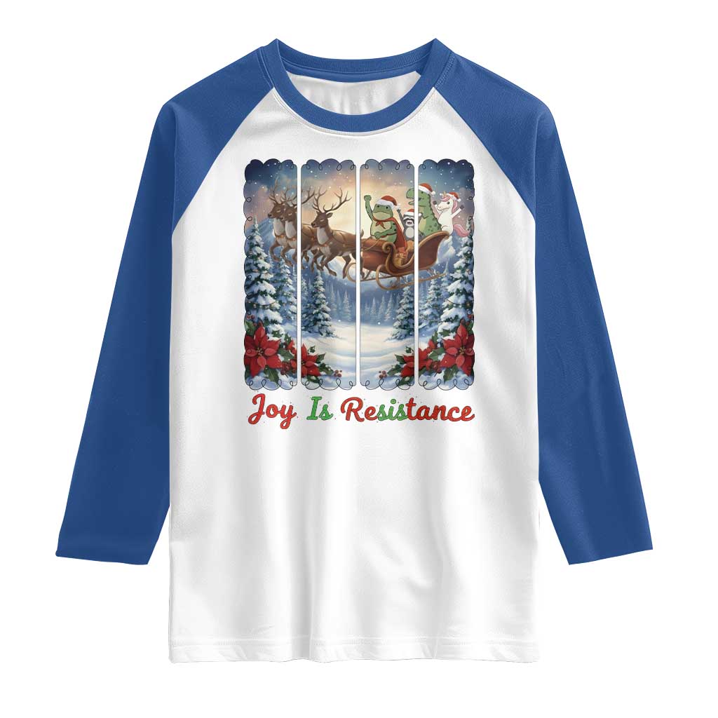 Joy Is Resistance Portland Frog Protest Raglan Shirt Funny Holiday Meme Gift Idea TS12 White Royal Print Your Wear