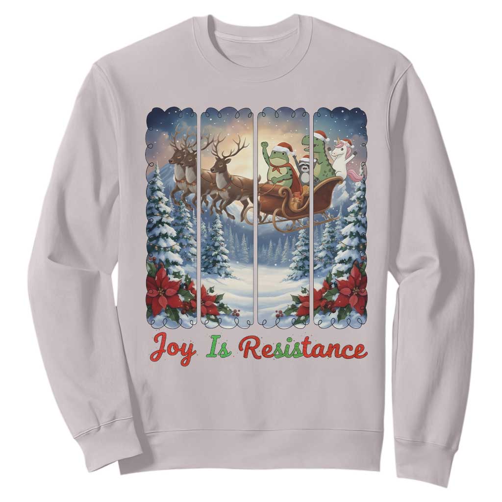 Joy Is Resistance Portland Frog Protest Sweatshirt Funny Holiday Meme Gift Idea TS12 Ice Gray Print Your Wear