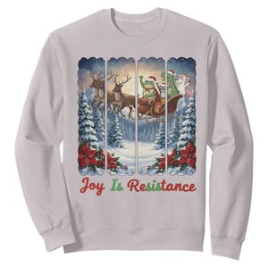 Joy Is Resistance Portland Frog Protest Sweatshirt Funny Holiday Meme Gift Idea TS12 Ice Gray Print Your Wear