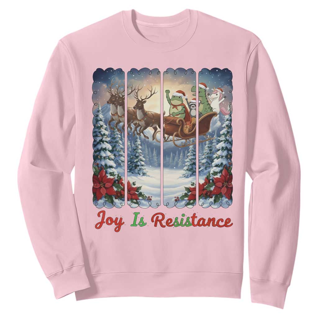 Joy Is Resistance Portland Frog Protest Sweatshirt Funny Holiday Meme Gift Idea TS12 Light Pink Print Your Wear
