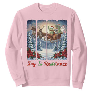 Joy Is Resistance Portland Frog Protest Sweatshirt Funny Holiday Meme Gift Idea TS12 Light Pink Print Your Wear