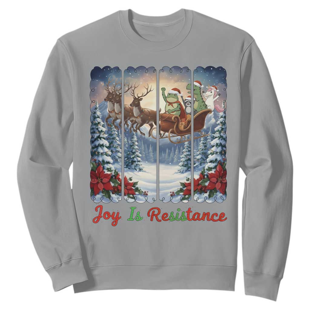 Joy Is Resistance Portland Frog Protest Sweatshirt Funny Holiday Meme Gift Idea TS12 Sport Gray Print Your Wear