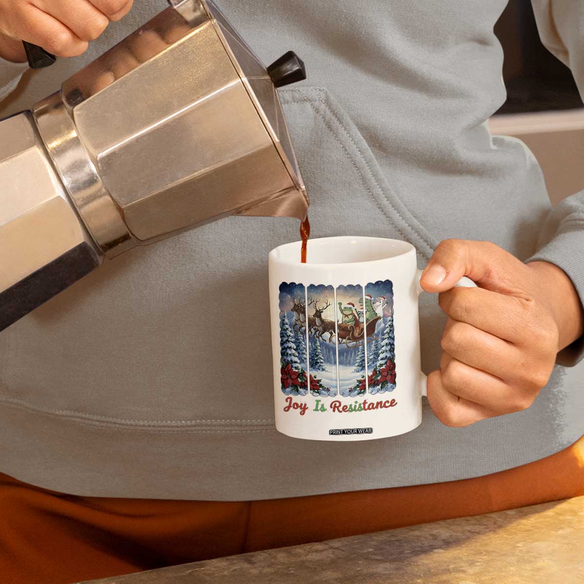 Joy Is Resistance Portland Frog Protest Coffee Mug Funny Holiday Meme Gift Idea TS12 Print Your Wear