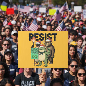Funny Christmas Frogs Together Strong Protest Sign Portland Resist Meme Gift TS12 Horizontal 18" × 24" Yellow Print Your Wear