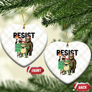 Funny Xmas Frogs Together Strong Ceramic Ornament Portland Resist Meme Gift TS12 Print Your Wear