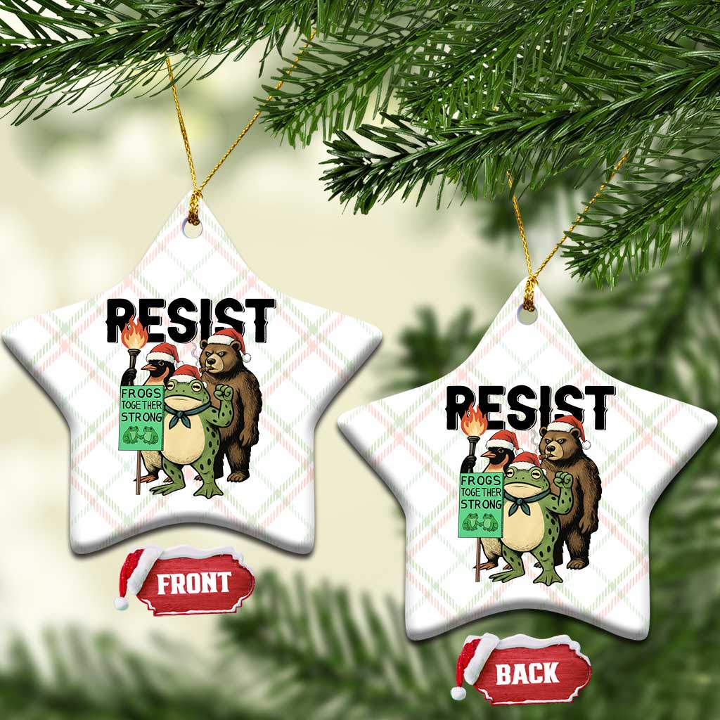 Funny Xmas Frogs Together Strong Ceramic Ornament Portland Resist Meme Gift TS12 Print Your Wear