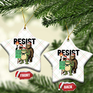 Funny Xmas Frogs Together Strong Ceramic Ornament Portland Resist Meme Gift TS12 Print Your Wear