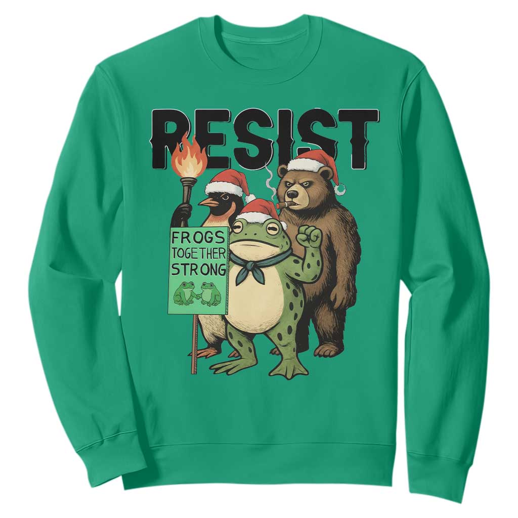 Funny Christmas Frogs Together Strong Sweatshirt Portland Resist Meme Gift TS12 Irish Green Print Your Wear