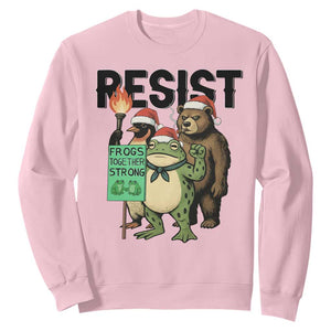Funny Christmas Frogs Together Strong Sweatshirt Portland Resist Meme Gift TS12 Light Pink Print Your Wear