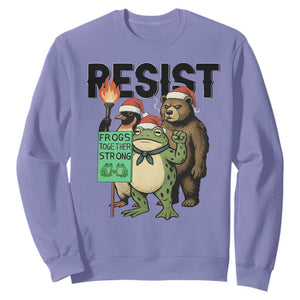 Funny Christmas Frogs Together Strong Sweatshirt Portland Resist Meme Gift TS12 Violet Print Your Wear