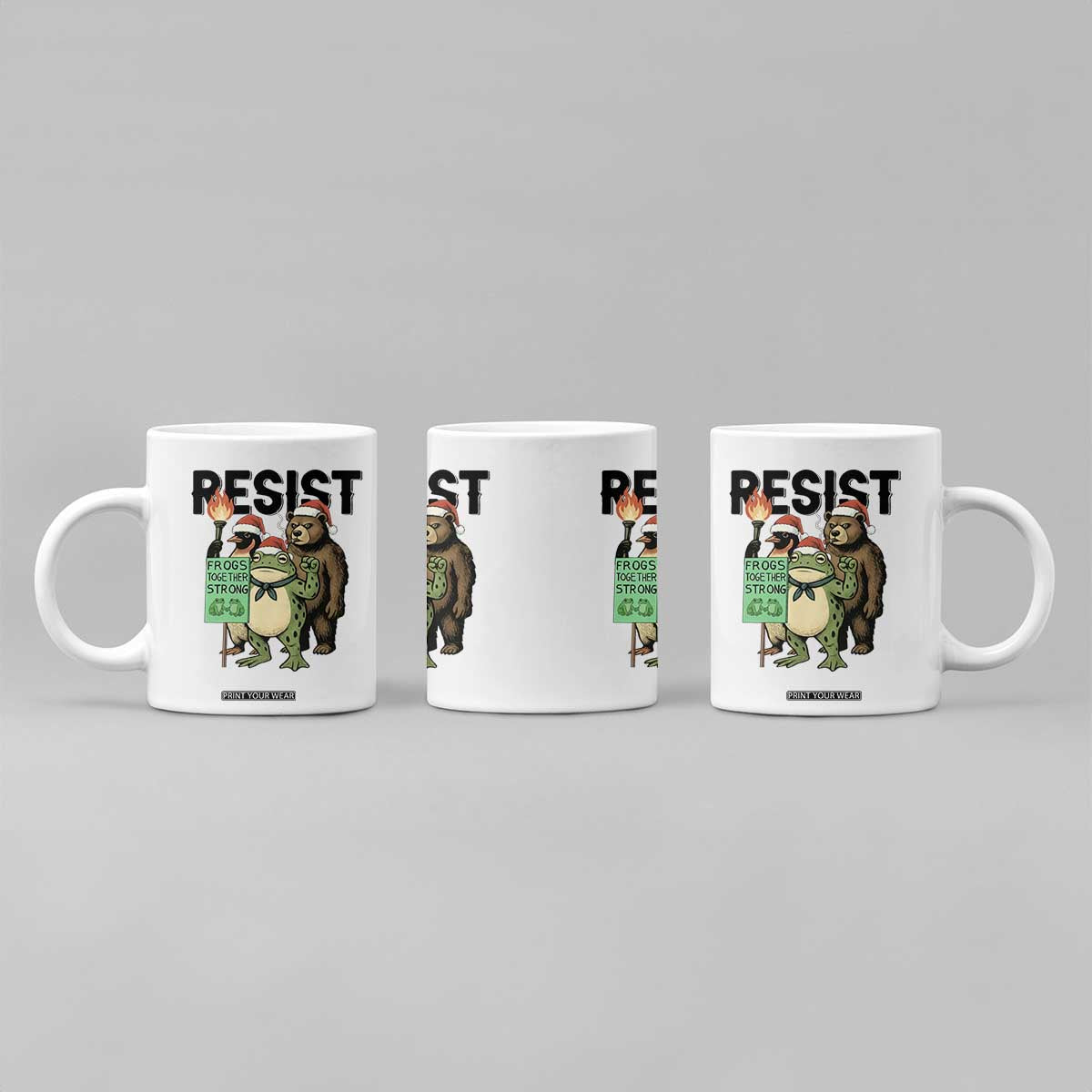 Funny Christmas Frogs Together Strong Coffee Mug Portland Resist Meme Gift TS12 Print Your Wear