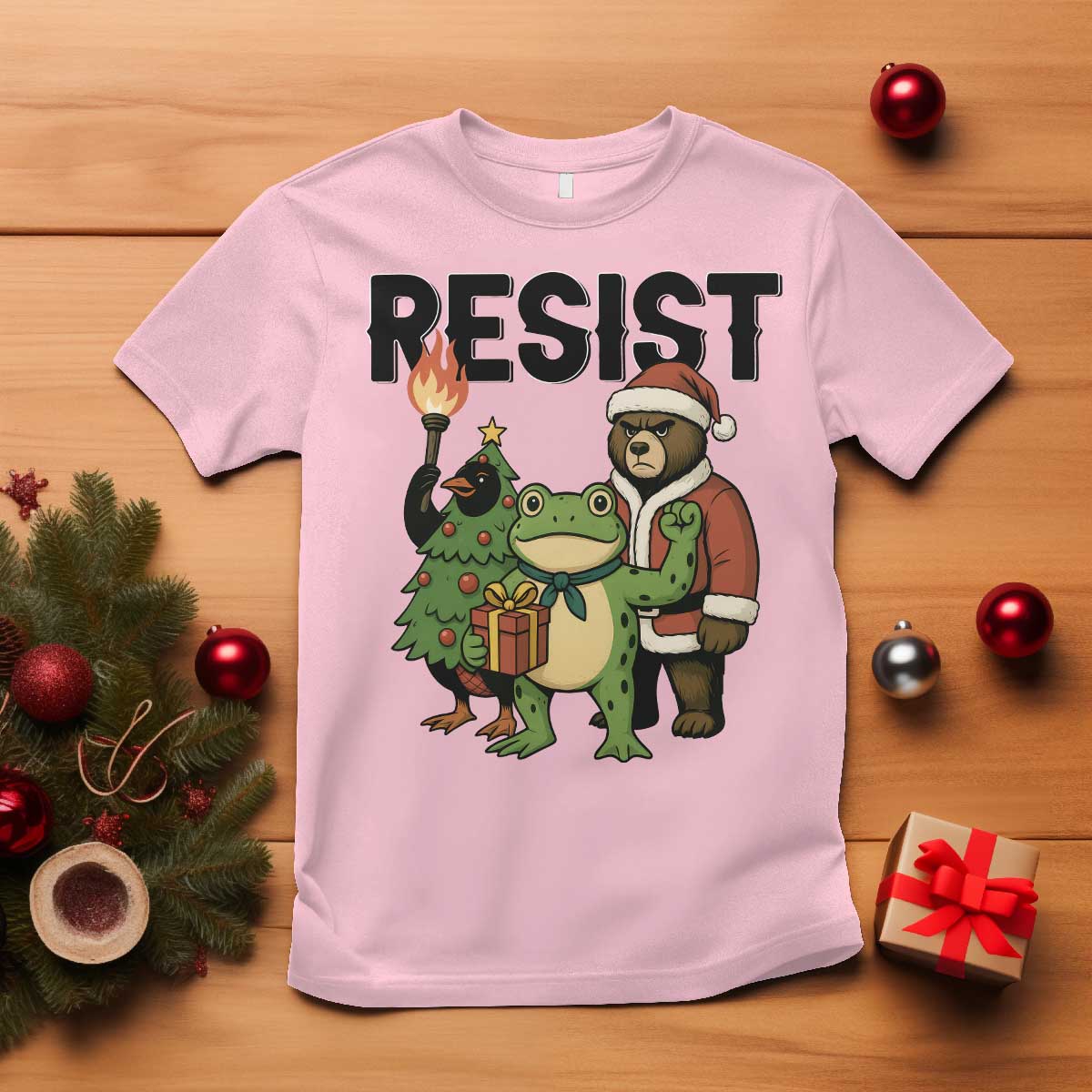 Portland Frog Protest Frogs Together Strong T Shirt Funny Holiday Gift TS12 Light Pink Print Your Wear