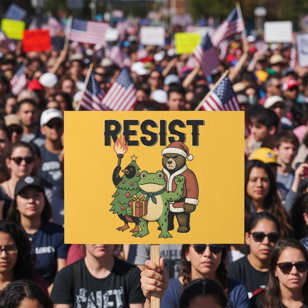 Portland Frog Protest Frogs Together Strong Protest Sign Funny Holiday Gift TS12 Horizontal 18