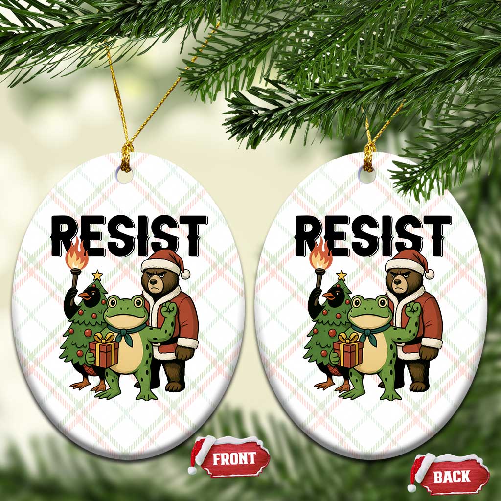 Portland Frog Protest Frogs Together Strong Ceramic Ornament Funny Holiday Gift TS12 Print Your Wear
