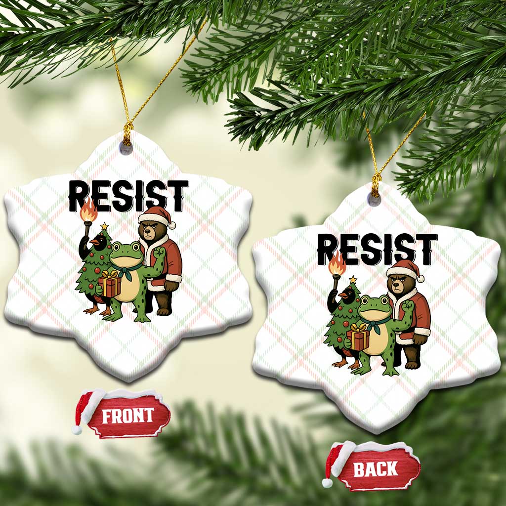 Portland Frog Protest Frogs Together Strong Ceramic Ornament Funny Holiday Gift TS12 Print Your Wear