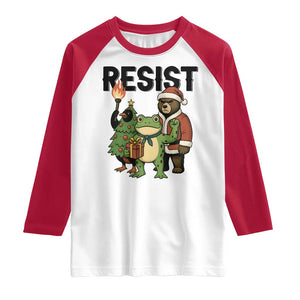 Portland Frog Protest Frogs Together Strong Raglan Shirt Funny Holiday Gift TS12 White Red Print Your Wear