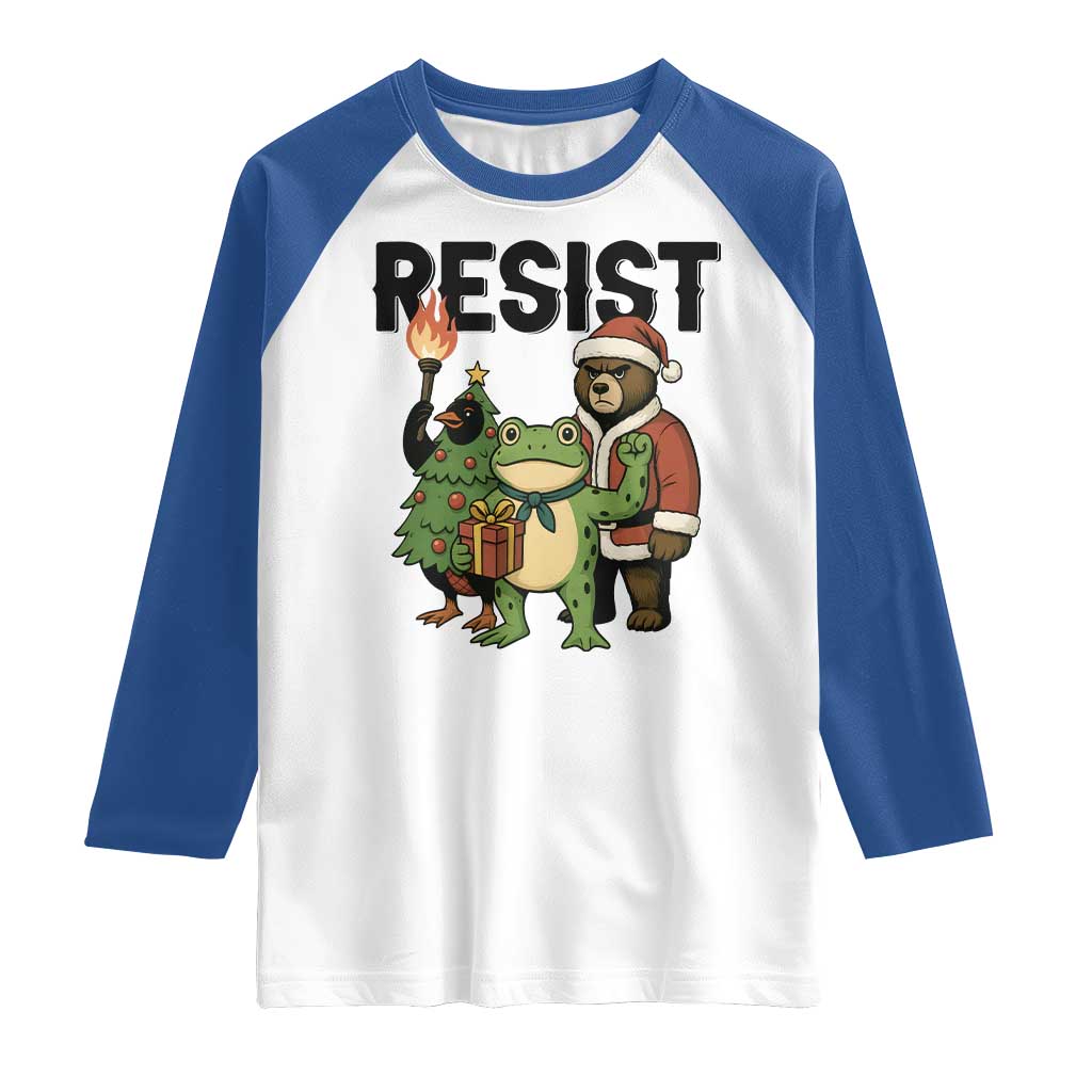 Portland Frog Protest Frogs Together Strong Raglan Shirt Funny Holiday Gift TS12 White Royal Print Your Wear