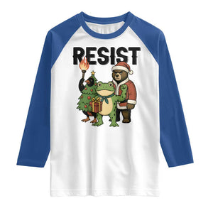 Portland Frog Protest Frogs Together Strong Raglan Shirt Funny Holiday Gift TS12 White Royal Print Your Wear