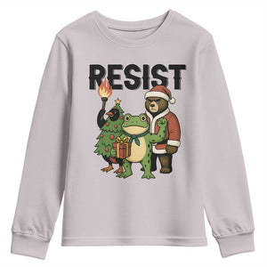 Portland Frog Protest Frogs Together Strong Youth Sweatshirt Funny Holiday Gift TS12 Ice Gray Print Your Wear