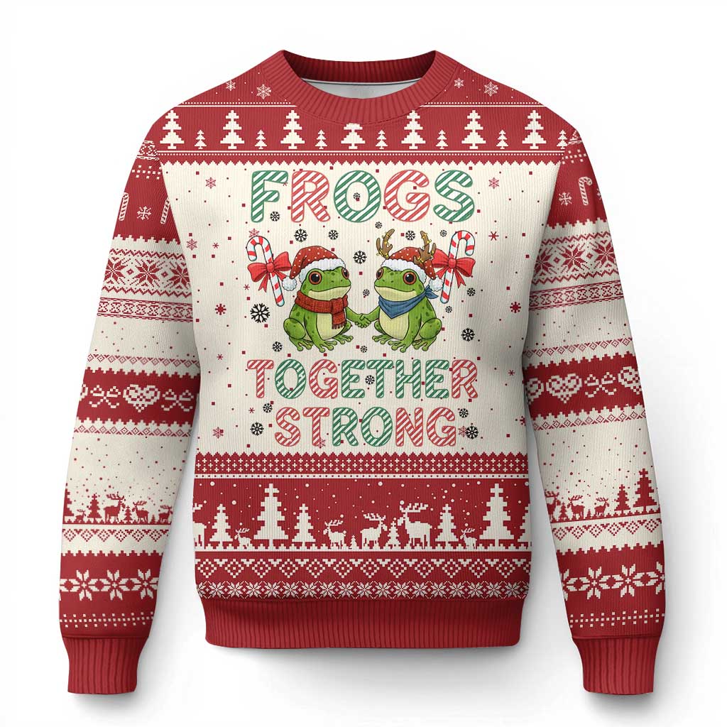 Frogs Together Strong Ugly Christmas Sweater Funny Portland Xmas Resist Gift TS12 Beige Red Print Your Wear