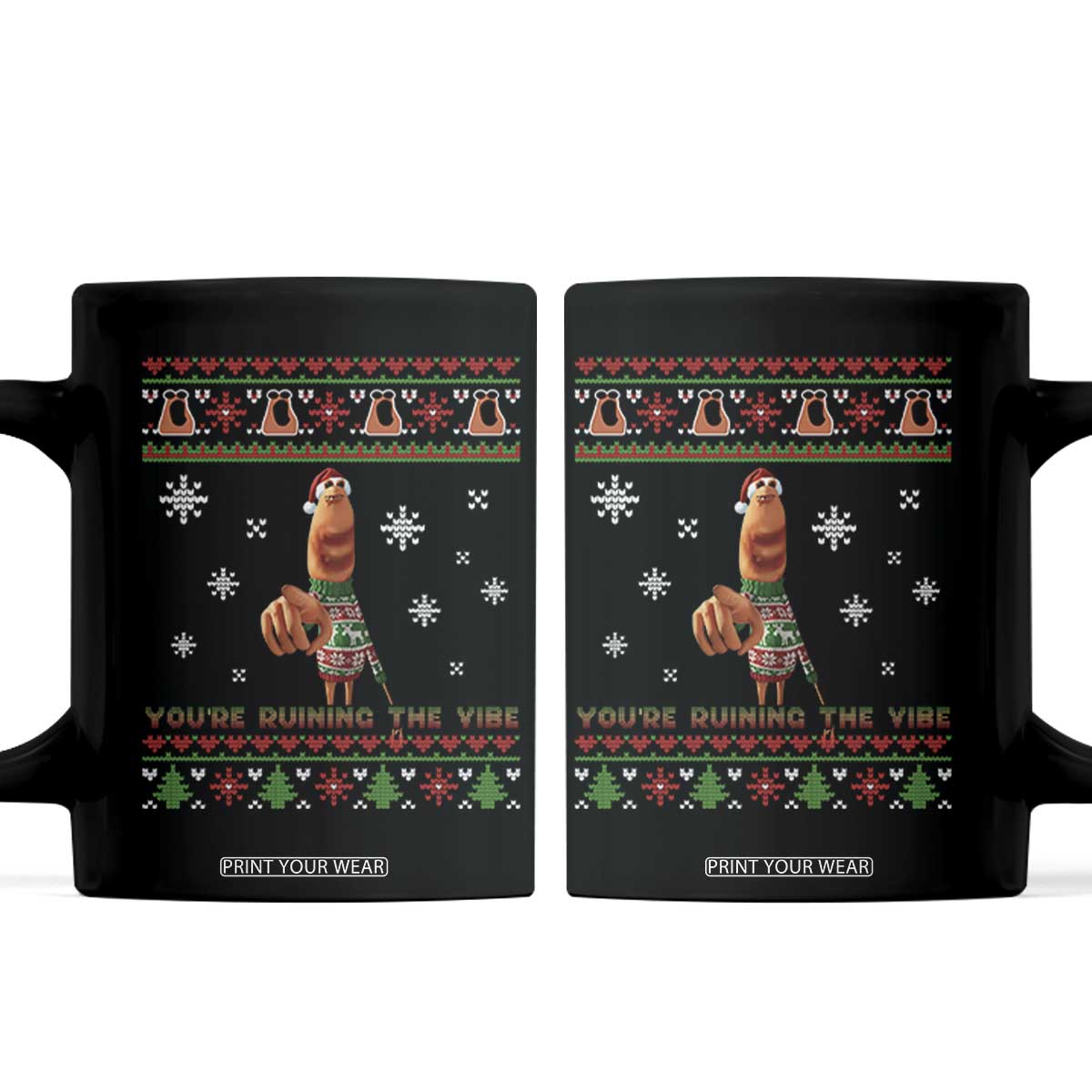 Funny Marcus The Worm You Are Ruining The Vibe Coffee Mug Ugly Christmas Gift TS12 Black Print Your Wear