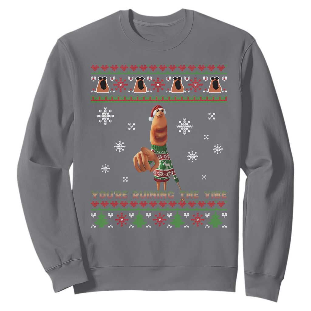 Funny Marcus The Worm You Are Ruining The Vibe Sweatshirt Ugly Christmas Gift TS12 Charcoal Print Your Wear