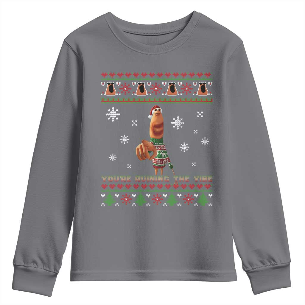Funny Marcus The Worm You Are Ruining The Vibe Youth Sweatshirt Ugly Christmas Gift TS12 Charcoal Print Your Wear