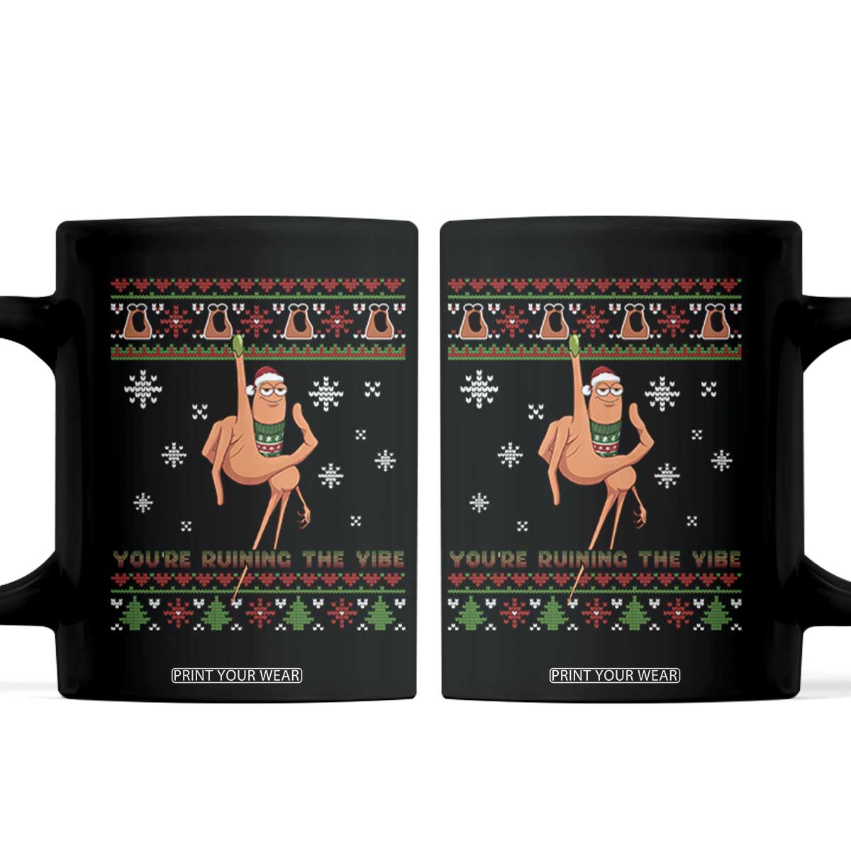 You Are Ruining The Vibe Coffee Mug Ugly Christmas Marcus The Worm Meme Gift TS12 Black Print Your Wear