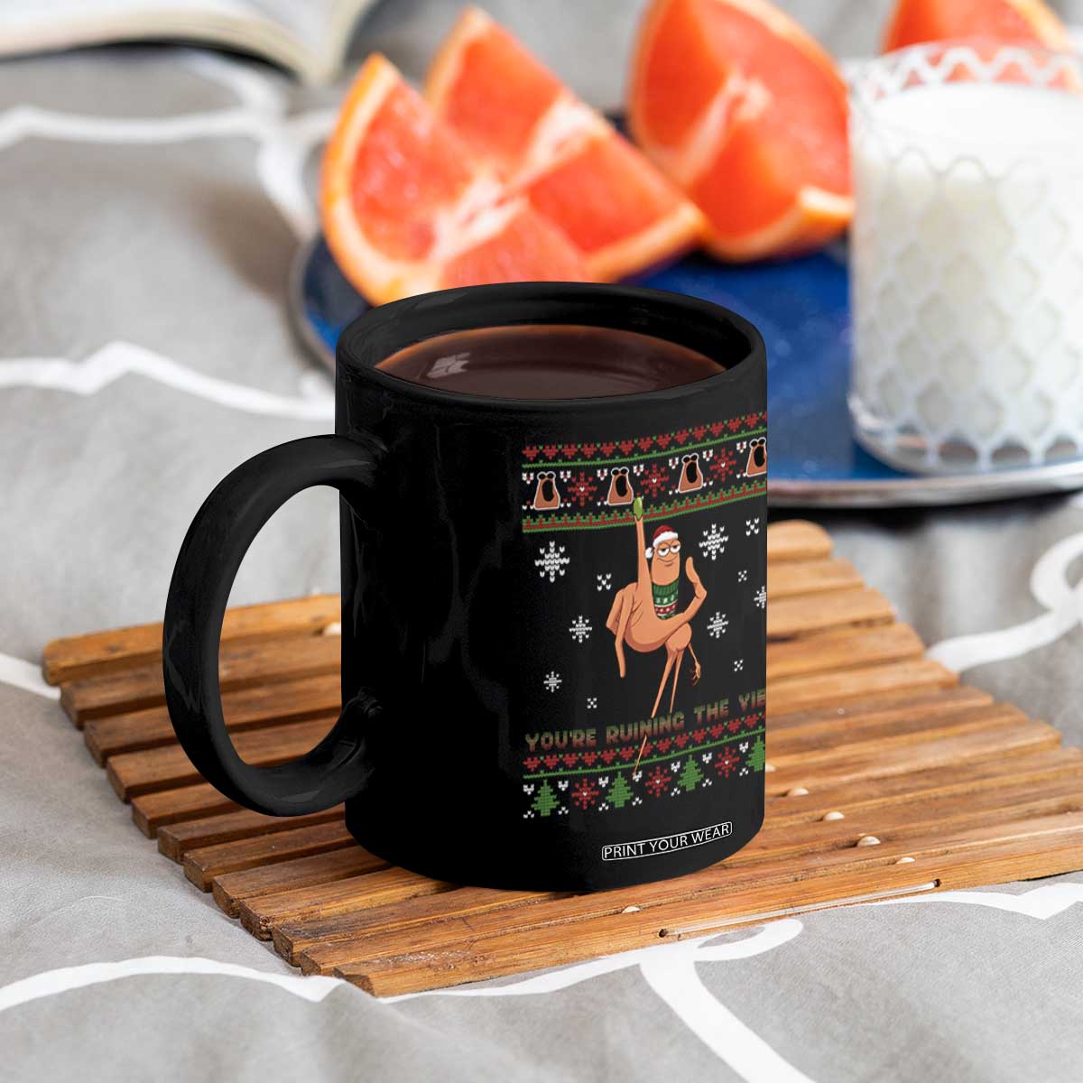 You Are Ruining The Vibe Coffee Mug Ugly Christmas Marcus The Worm Meme Gift TS12 Print Your Wear