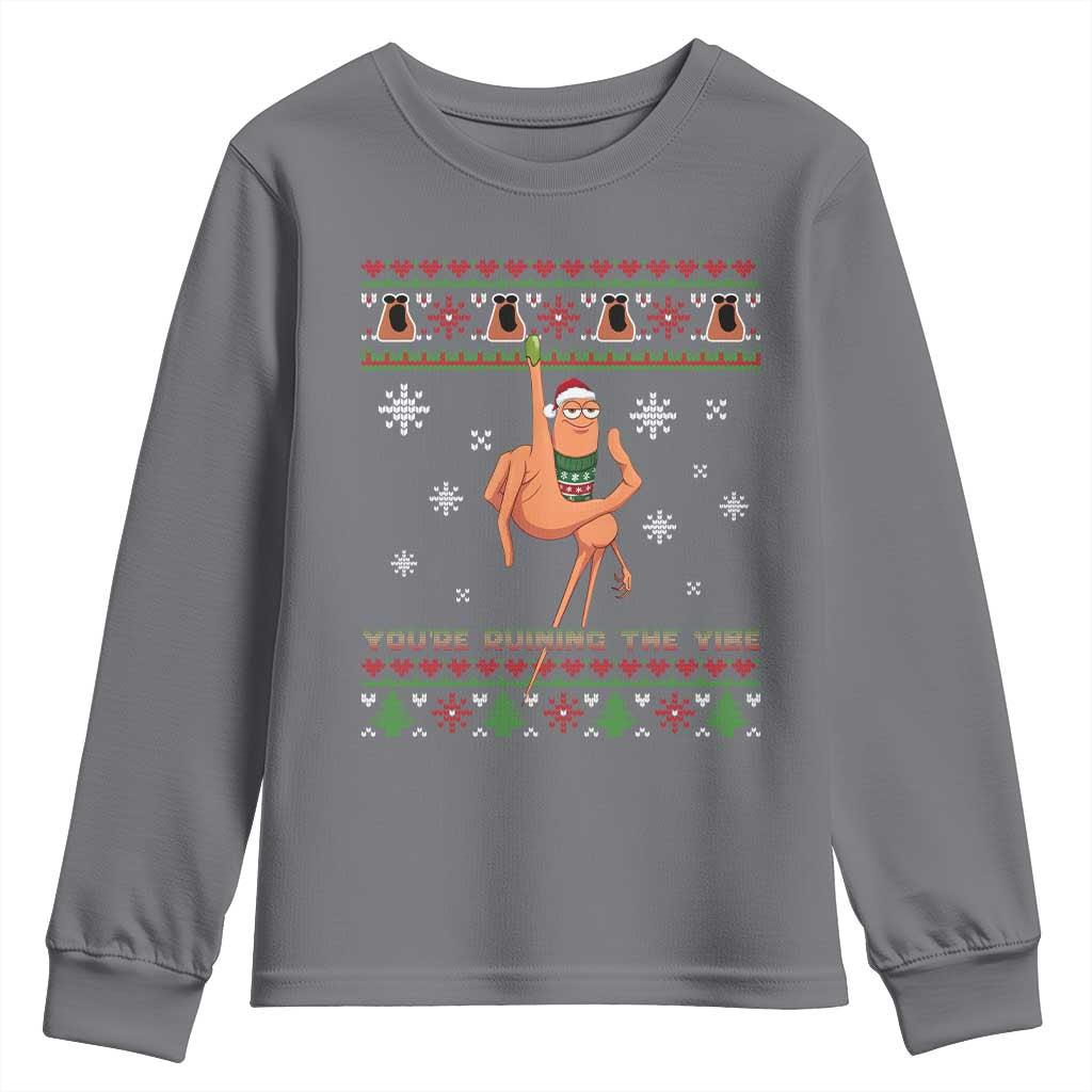 You Are Ruining The Vibe Youth Sweatshirt Ugly Christmas Marcus The Worm Meme Gift TS12 Charcoal Print Your Wear