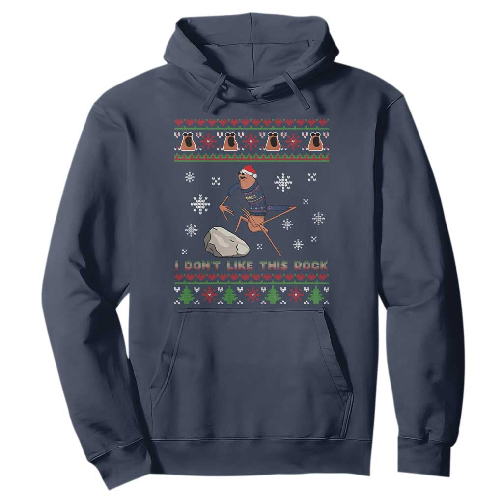 Funny Marcus The Worm Meme Hoodie I Do Not Like This Rock Ugly Christmas Gift TS12 Navy Print Your Wear