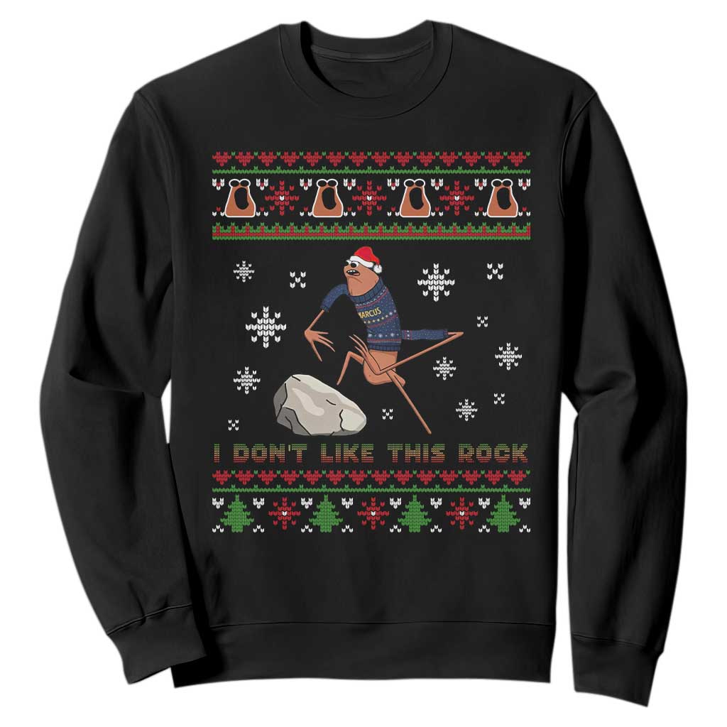 Funny Marcus The Worm Meme Sweatshirt I Do Not Like This Rock Ugly Christmas Gift TS12 Black Print Your Wear