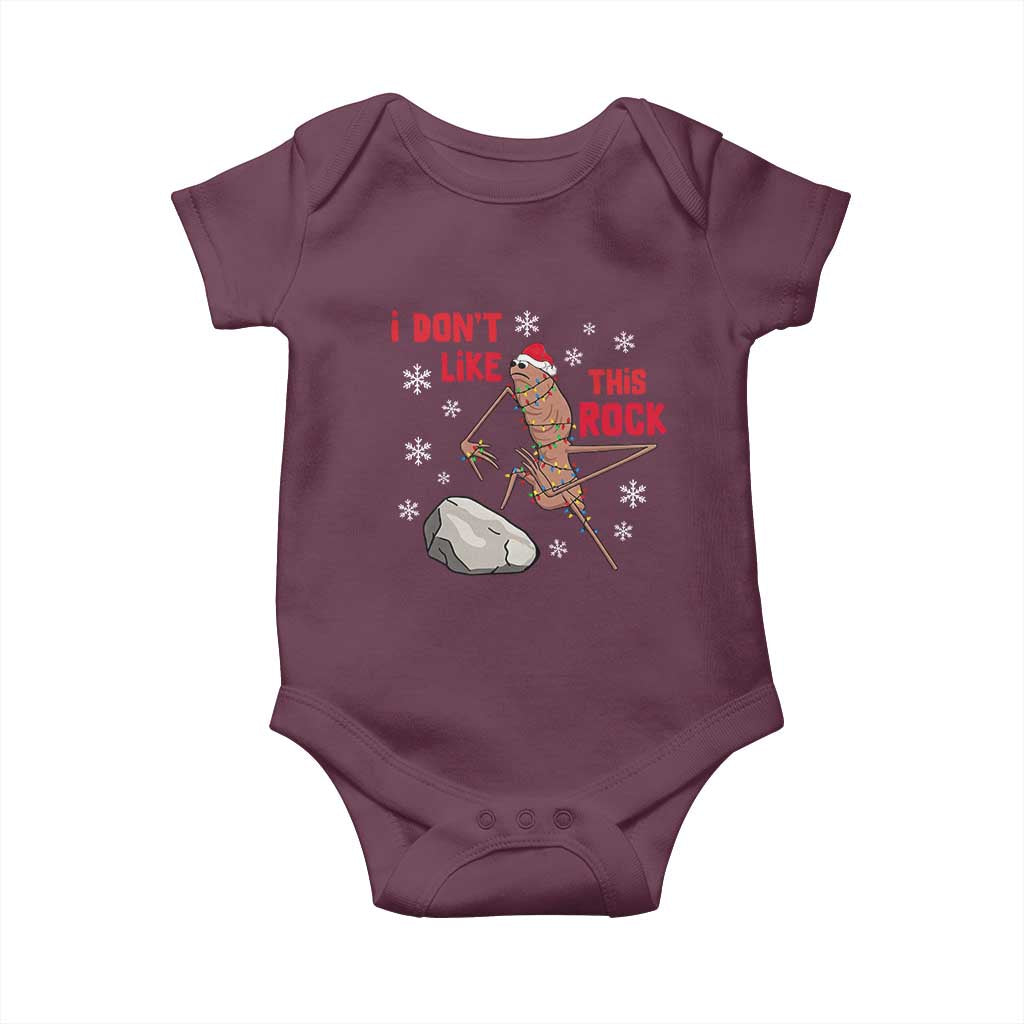 I Do Not Like This Rock Baby Onesie Christmas Marcus The Worm Meme Gift TS12 Maroon Print Your Wear