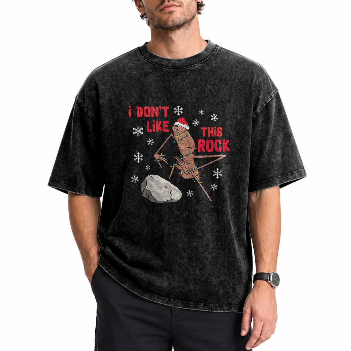 I Do Not Like This Rock Washed Cotton T-Shirt Christmas Marcus The Worm Meme Gift