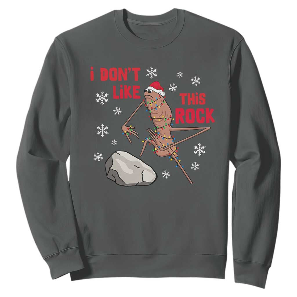 I Do Not Like This Rock Sweatshirt Christmas Marcus The Worm Meme Gift TS12 Dark Heather Print Your Wear