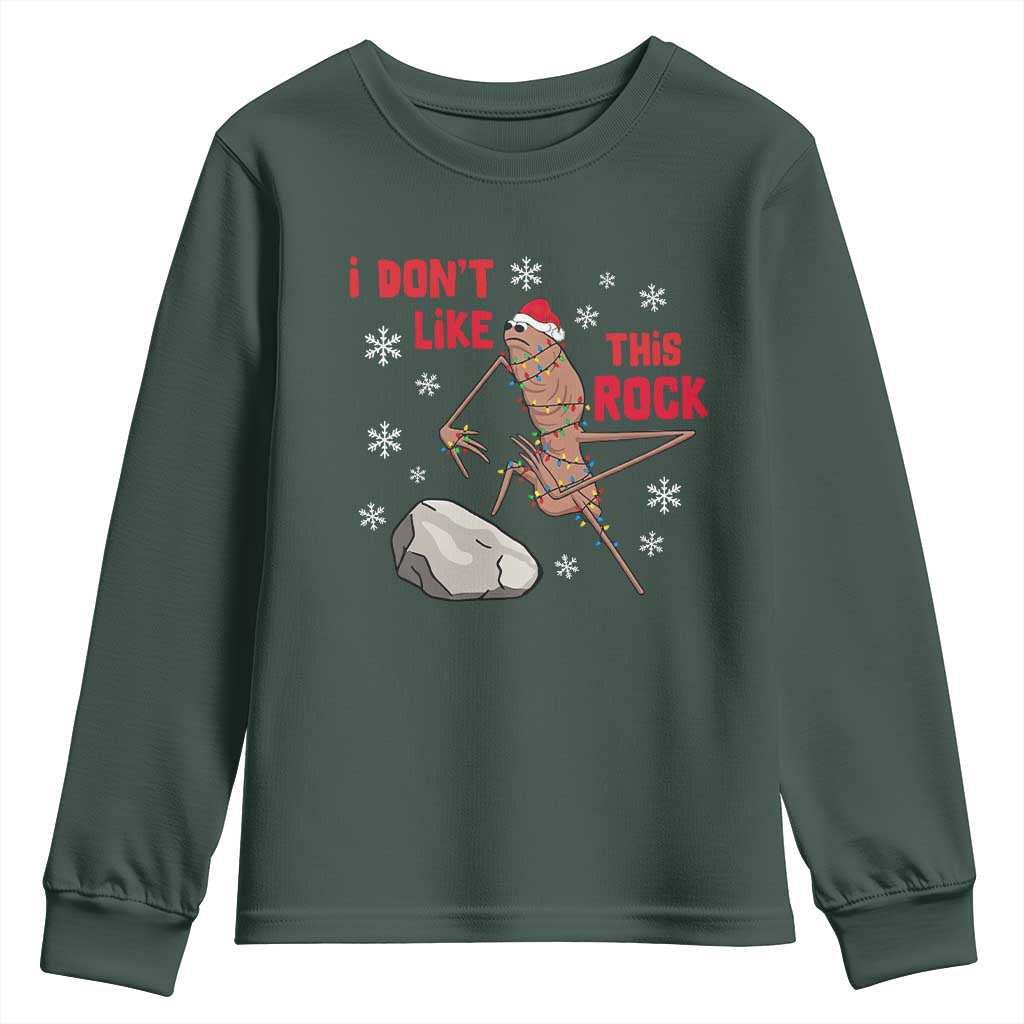 I Do Not Like This Rock Youth Sweatshirt Christmas Marcus The Worm Meme Gift TS12 Dark Forest Green Print Your Wear