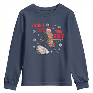 I Do Not Like This Rock Youth Sweatshirt Christmas Marcus The Worm Meme Gift TS12 Navy Print Your Wear