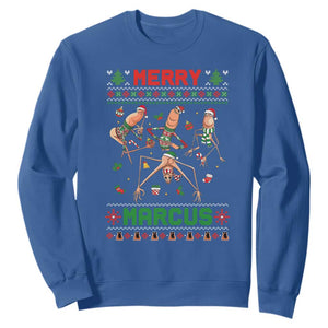 Funny Merry Marcus Sweatshirt Ugly Christmas Marcus The Worm Meme Gift TS12 Royal Blue Print Your Wear