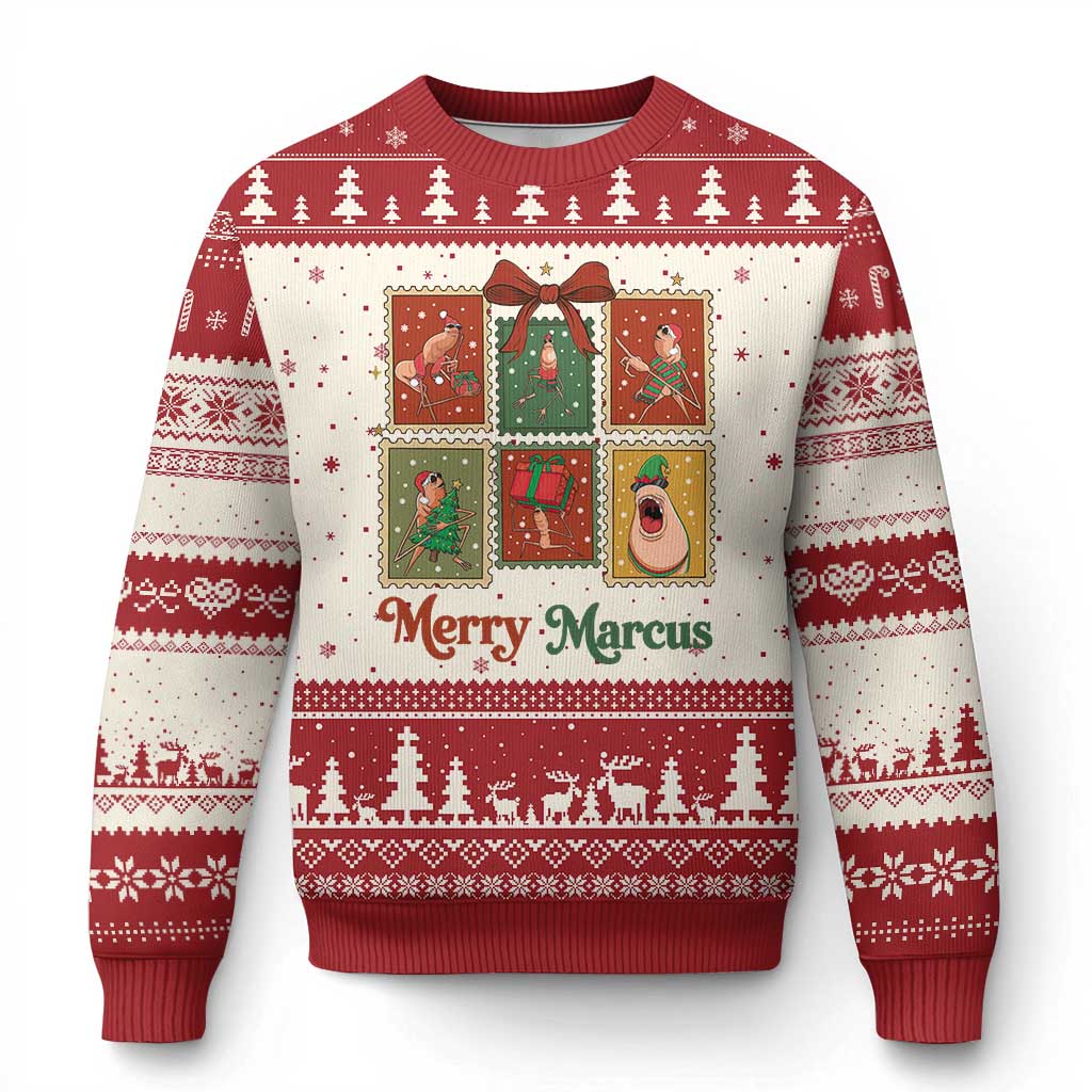 Xmas Marcus The Worm Meme Ugly Christmas Sweater Funny Merry Marcus Gift TS12 Beige Red Print Your Wear
